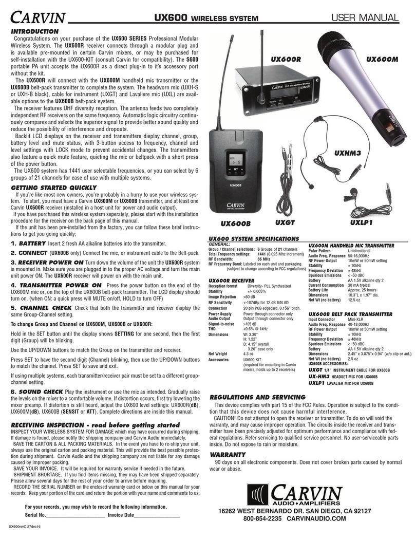 CARVIN UX600 User manual CARVIN UX600 User manual