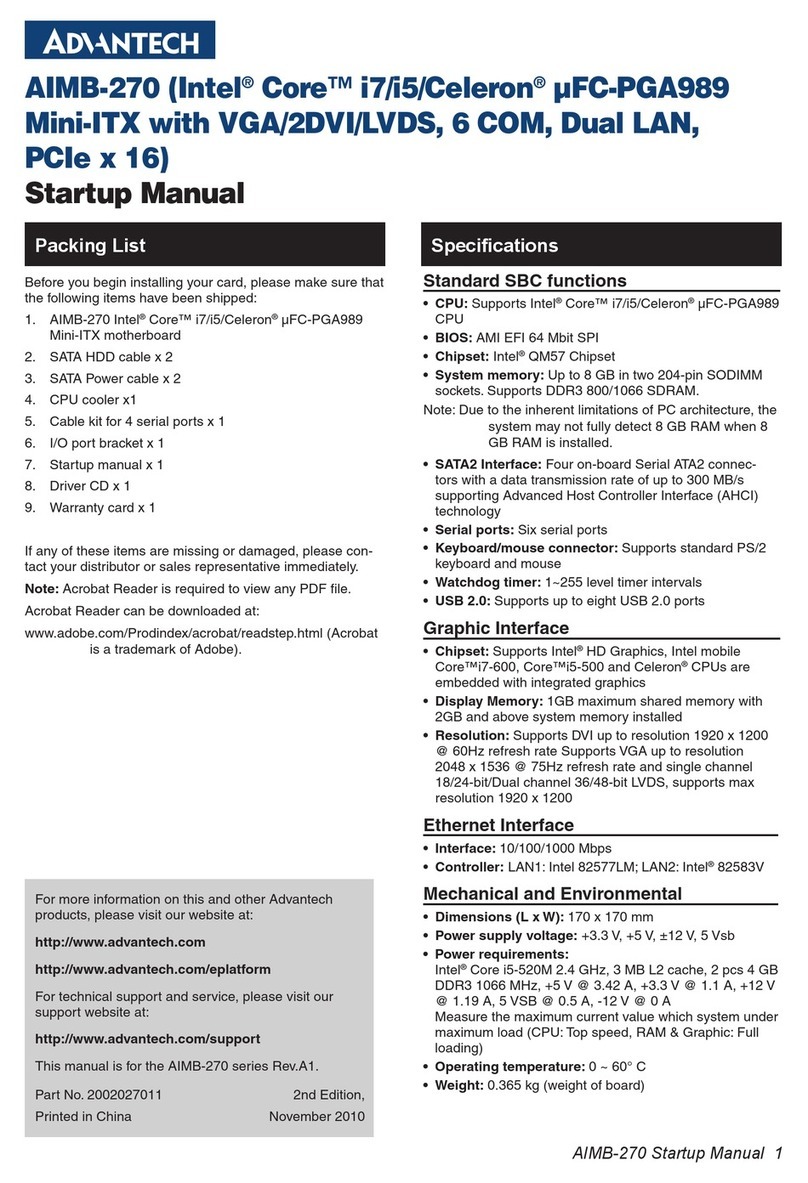 Advantech AIMB-270 Installation and operation manual Advantech AIMB-270 Installation and operation manual
