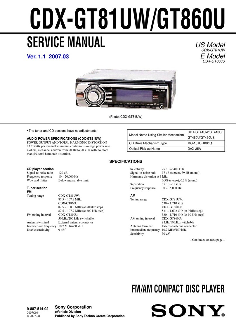 Sony CDX-GT81UW - Usb Receiver User manual