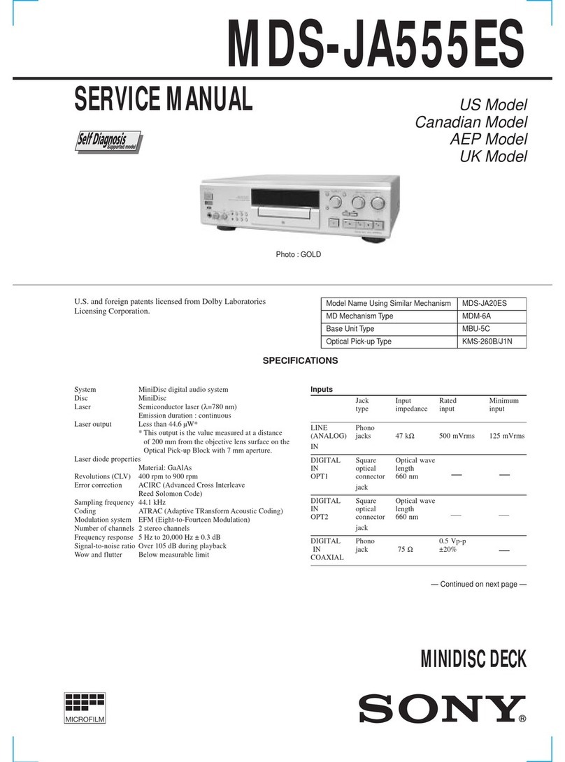 Sony MDS-JA555ES - Md Player User manual Sony MDS-JA555ES - Md Player User manual