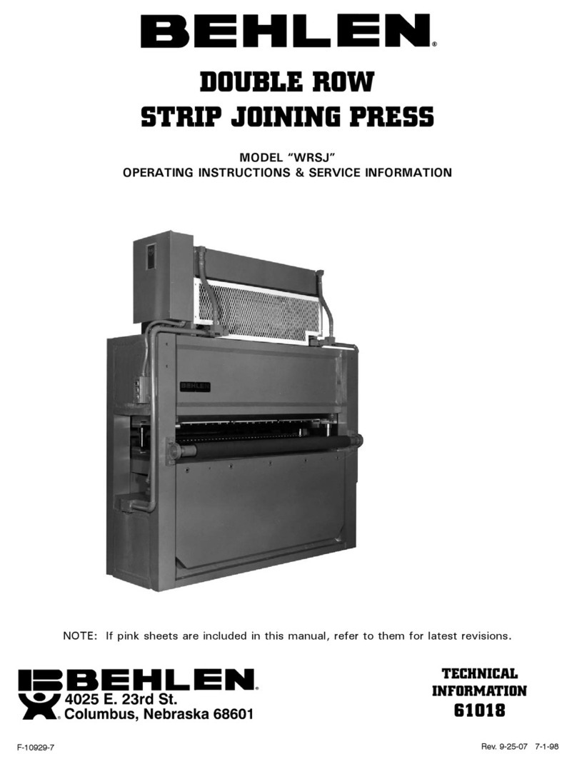 Behlen WRSJ Operating instructions & service manual
