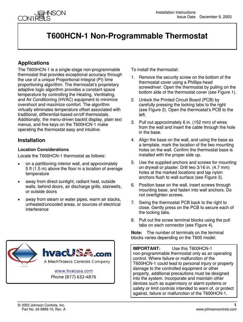 Johnson Controls T600HCN-1 User manual Johnson Controls T600HCN-1 User manual