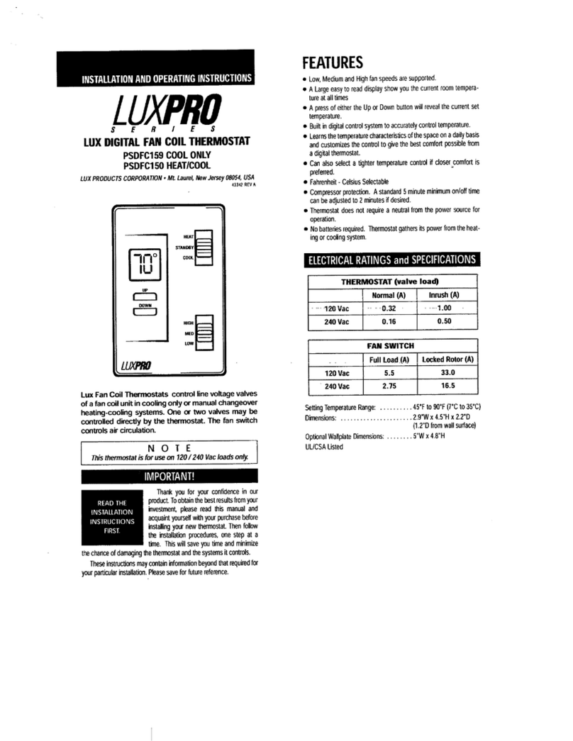 Lux Products PSDFC159 Installation and operating instrictions