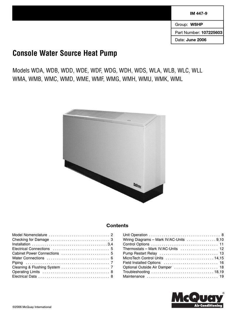 McQuay WDA series User manual