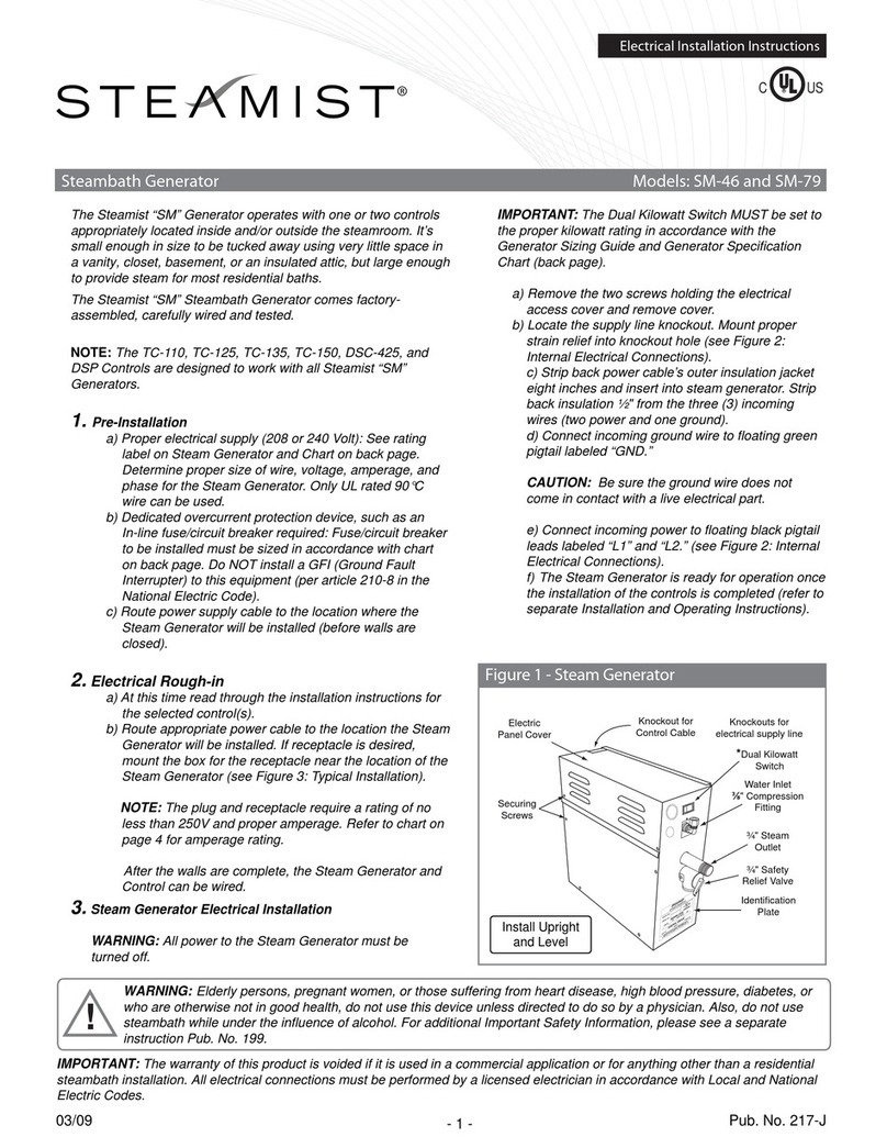 Steamist SM-46 installation instructions