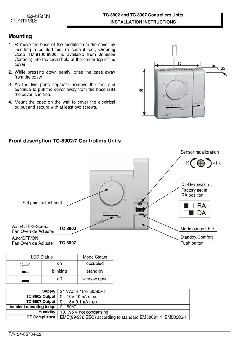 Johnson Controls TC-8902 installation instructions Johnson Controls TC-8902 installation instructions