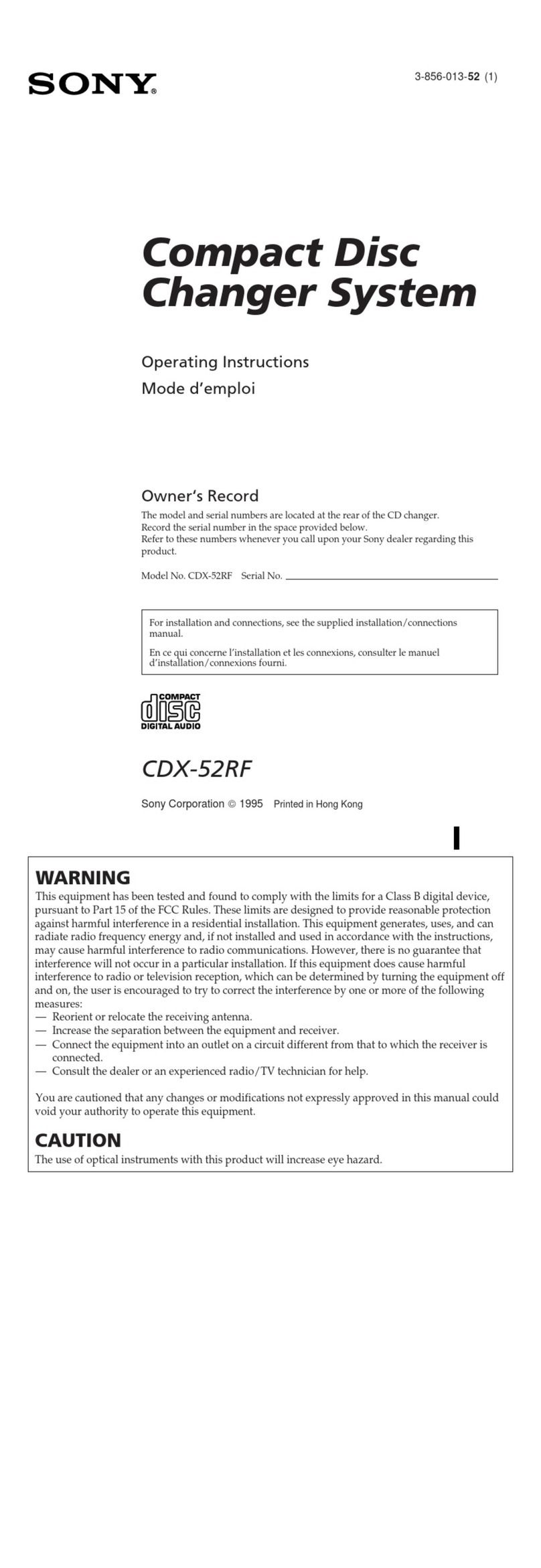 Sony CDX-52RF User manual