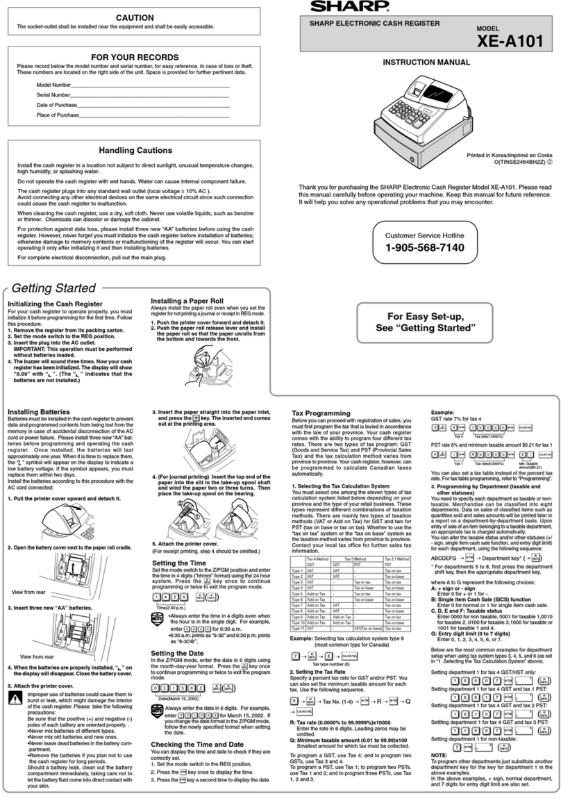 Sharp XE-A101 instruction manual