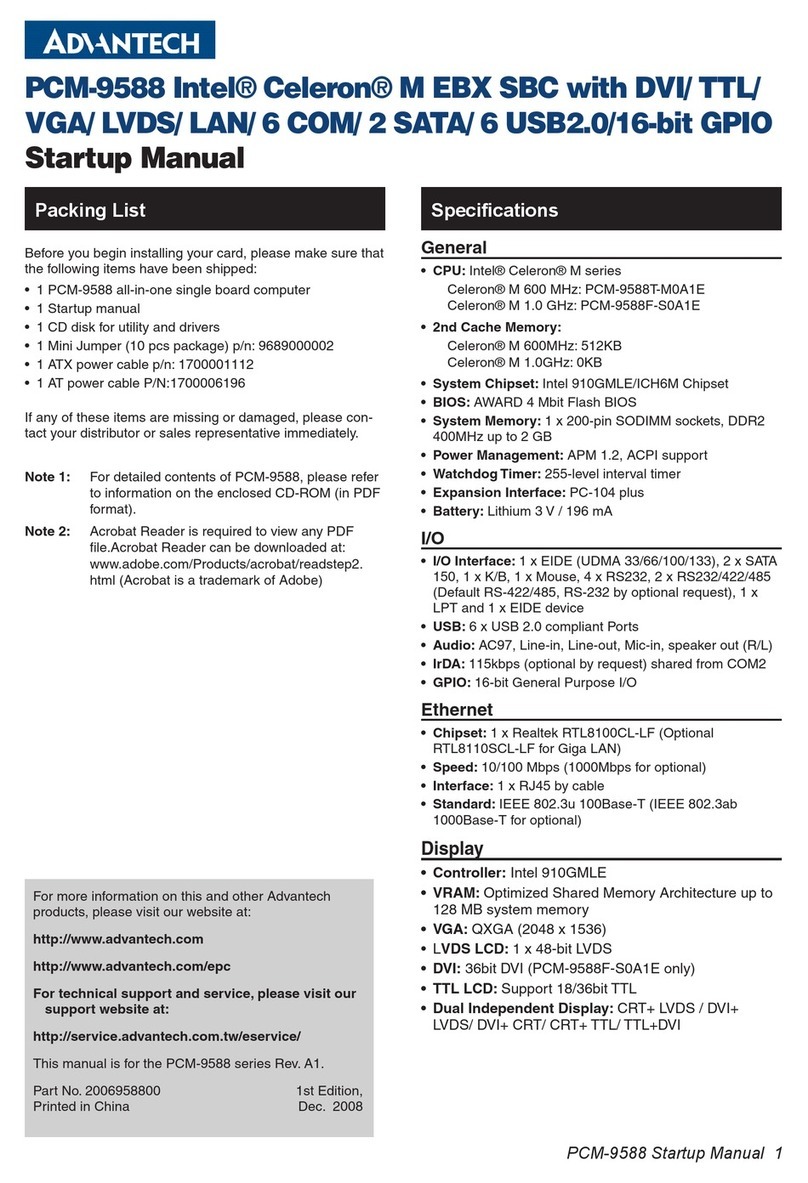 Advantech PCM-9588 Startup manual