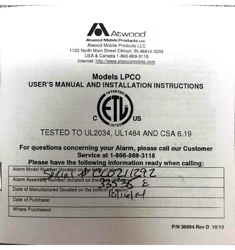 Atwood LPCO User manual and installation instructions