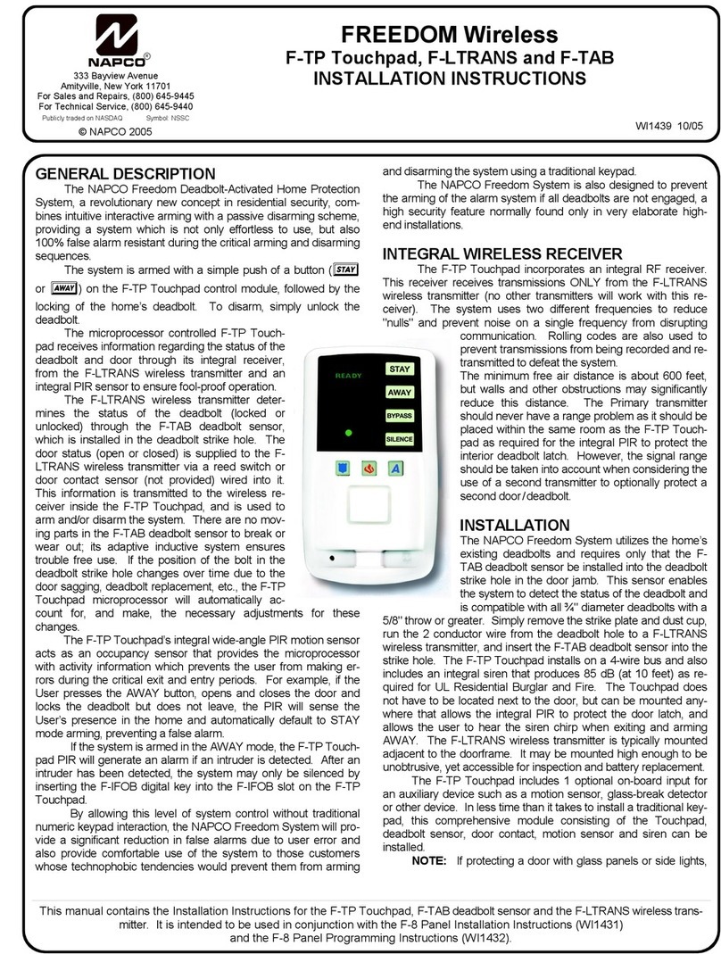 NAPCO FREEDOM - installation instructions