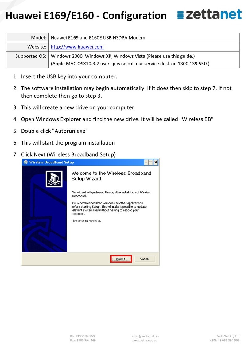 Huawei E169 Configuration manual