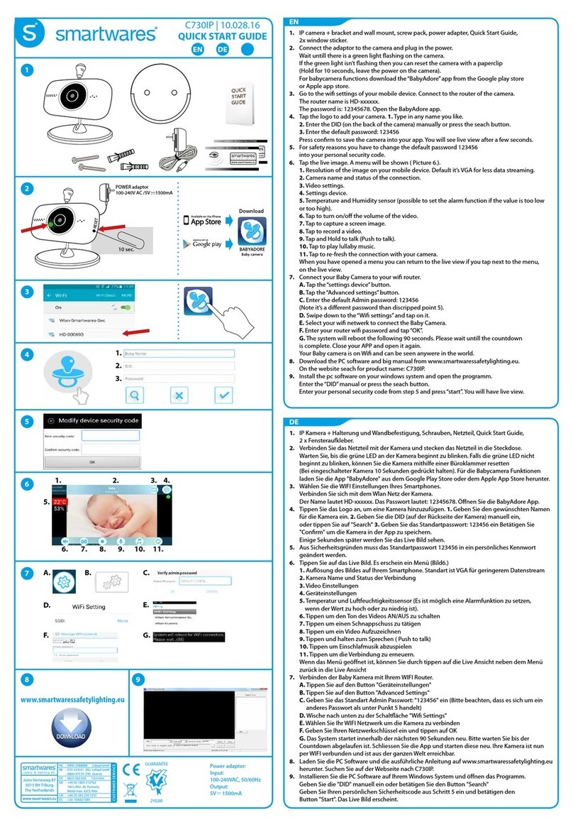 Smartwares C730IP 10.028.16 quick start guide