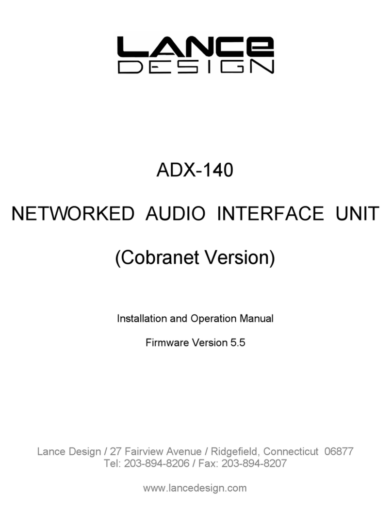 Lance Design ADX-140 Installation and operation manual