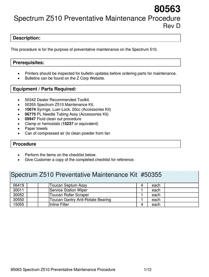 Zcorporation Spectrum Z 510 Maintenance manual