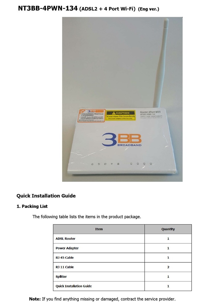 3BB NT3BB-4PWN-134 Quick installation guide