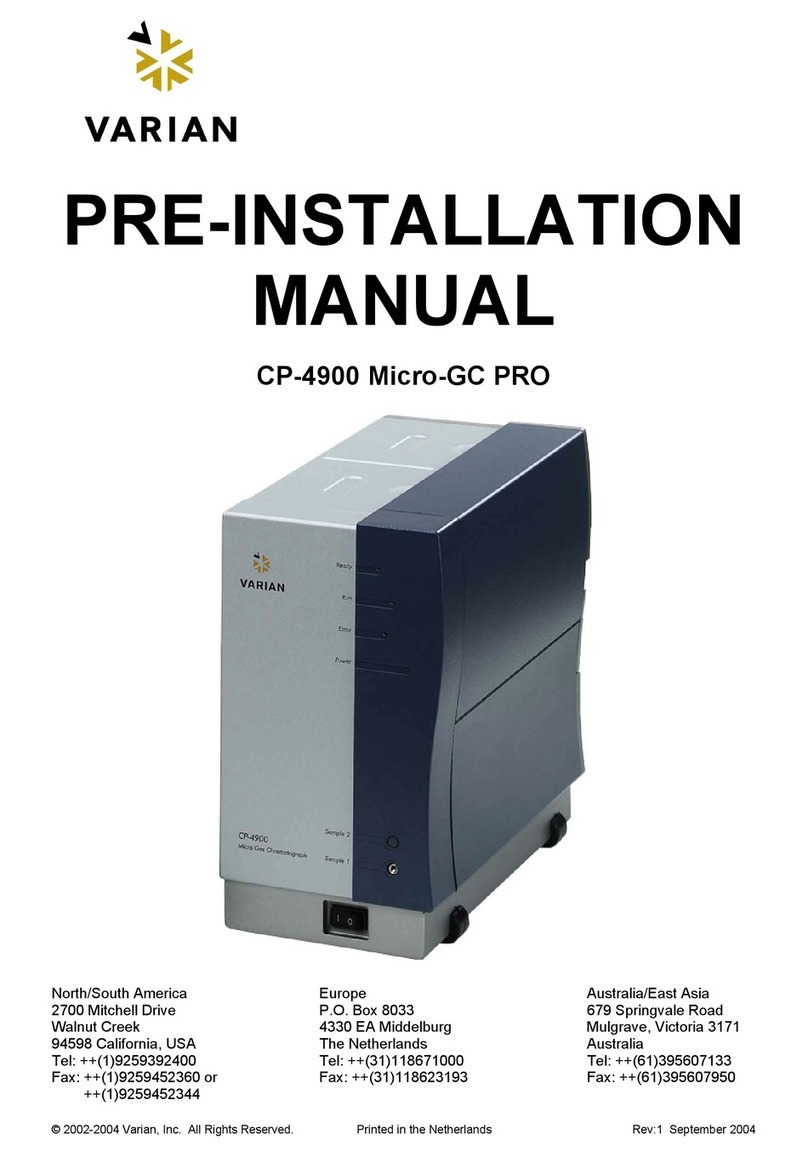 Varian CP-4900 Micro-GC Preinstallation manual