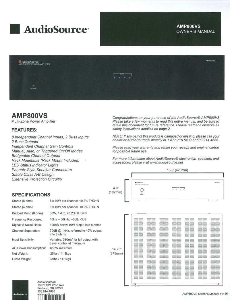 AudioSource AMP800VS User manual