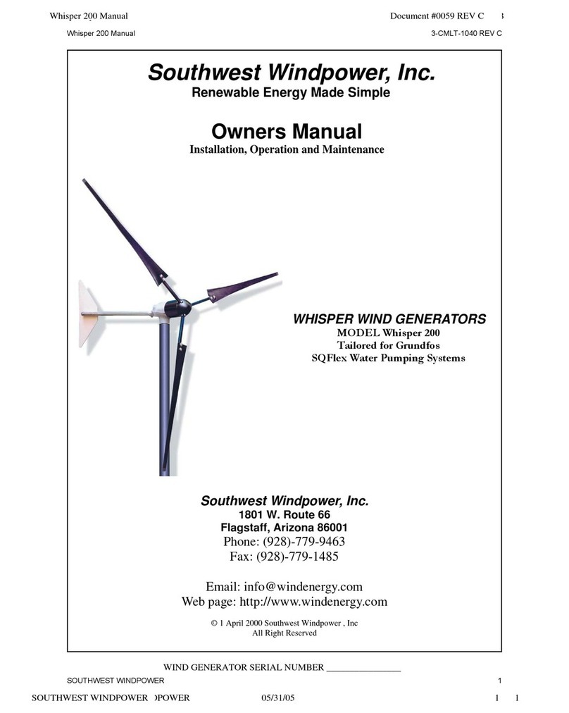 Southwest Windpower Whisper 200 owner's manual