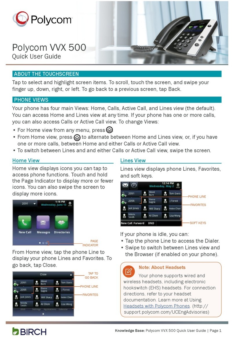 Polycom VVX 500 series Quick user guide