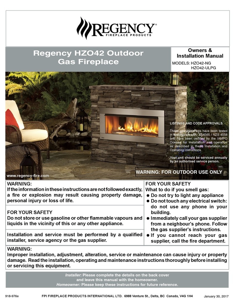 Regency Horizon HZO42-NG Quick start guide