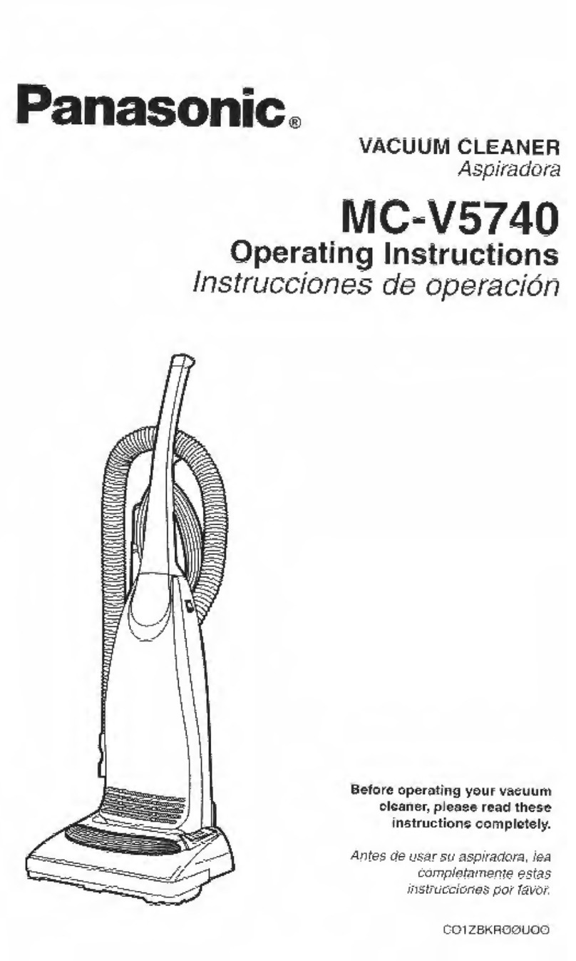 Panasonic MCV5740 - UPRIGHT VACUUM operating instructions