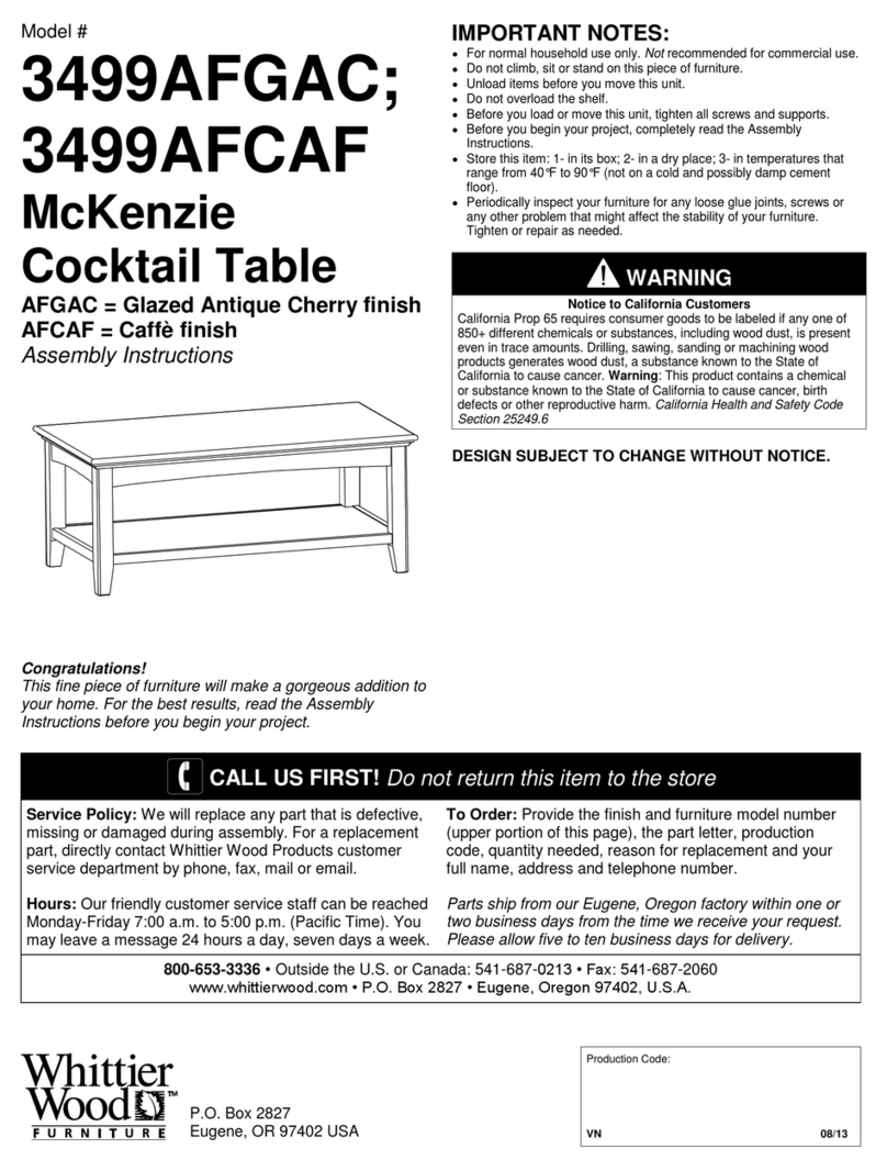 Whittier Wood 3499AFGAC Assembly instructions