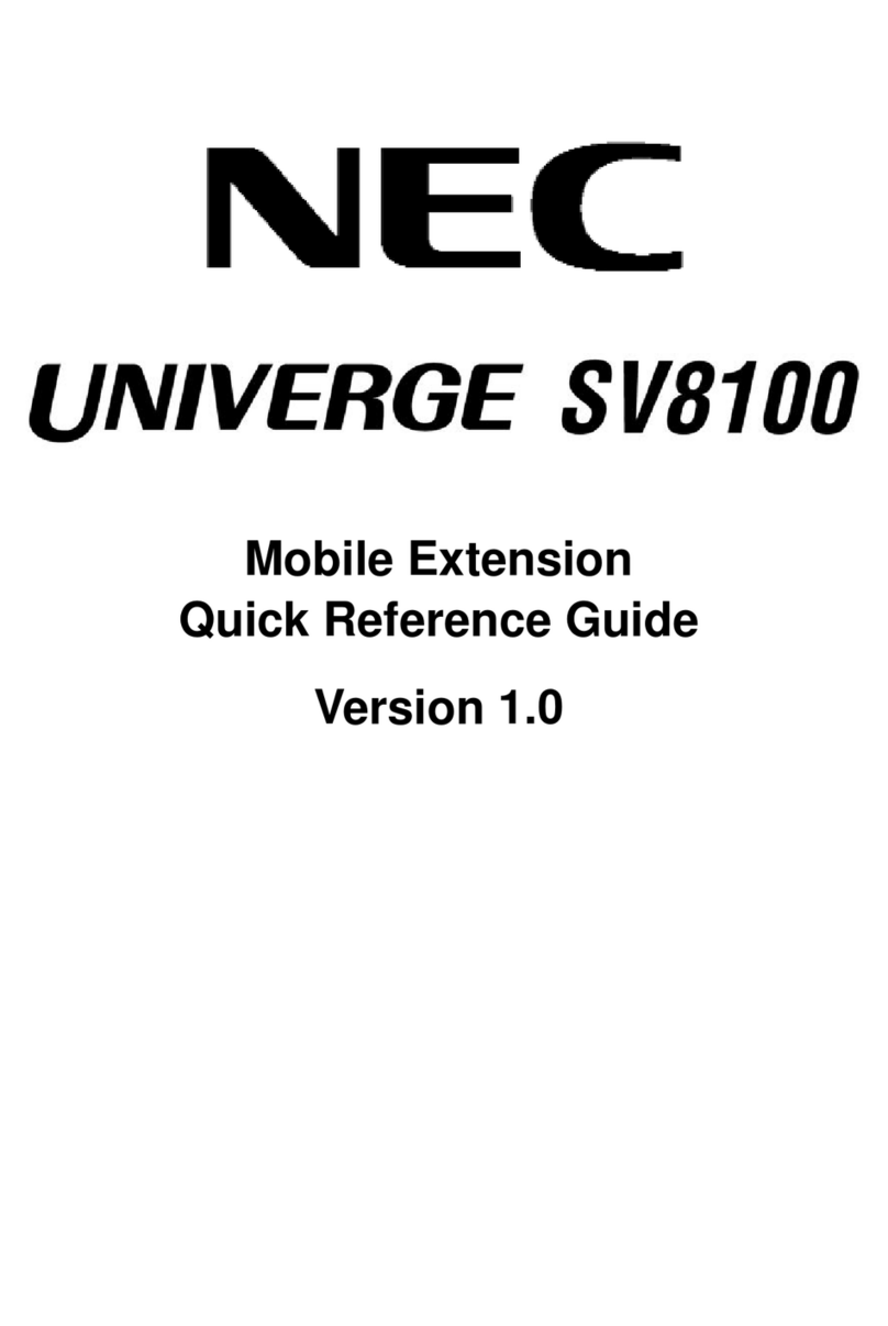 NEC Univerge SV8100 Quick reference guide