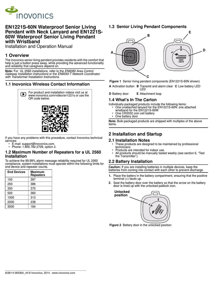 Inovonics EN1221S-60N Installation and operation manual