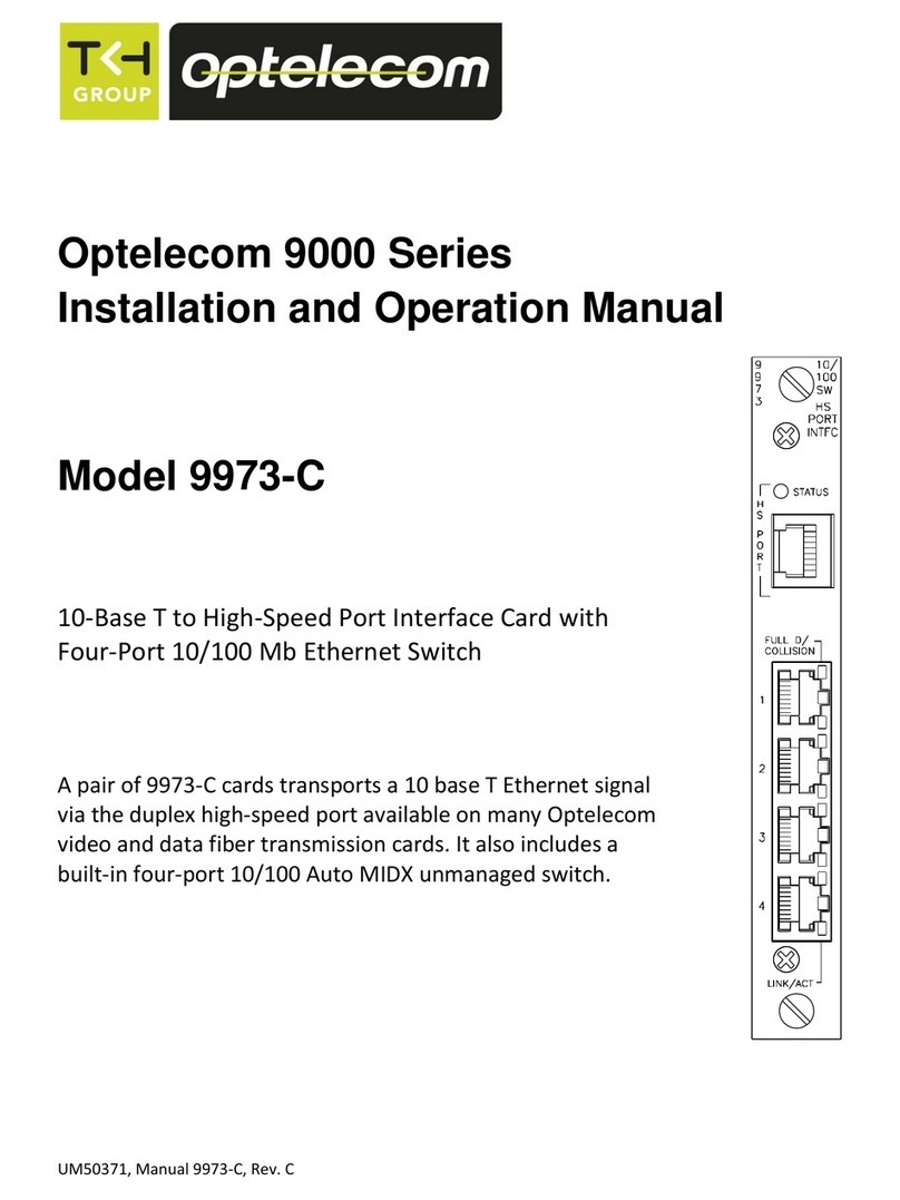 Optelecom 9000 Series 9973-C Installation and operation manual