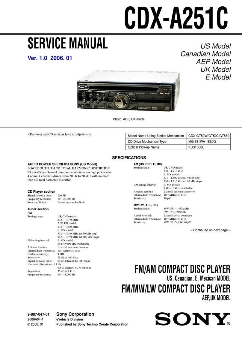 Sony CDX-A251C - Fm/am Compact Disc Player User manual