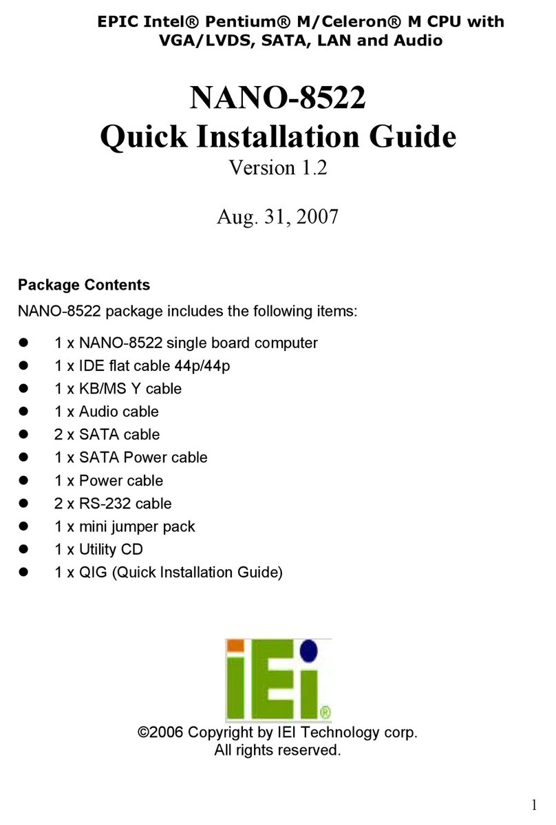 IEI Technology NANO-8522 Quick installation guide