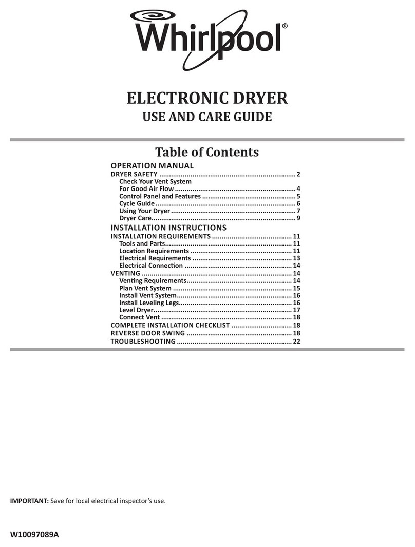 Whirlpool 3SWED5205SQ1 User manual