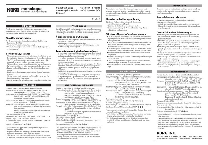 Korg MONOLOGUE quick start guide
