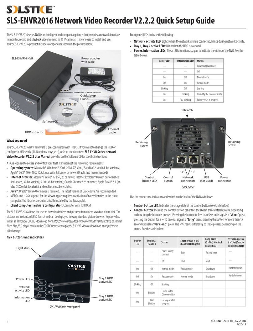 Solstice SLS-ENVR2016 Series Quick setup guide