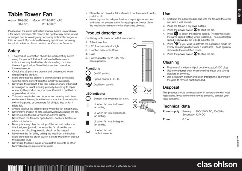 Clas Ohlson MTH-09F01-UK User manual Clas Ohlson MTH-09F01-UK User manual