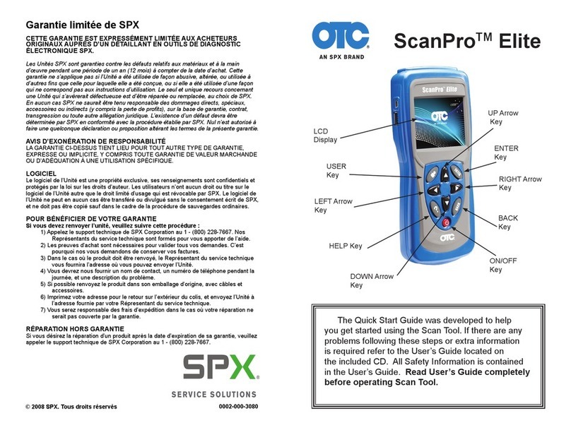 OTC Tools ScanPro Elite quick start guide