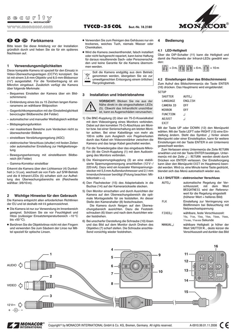 Monacor TVCCD-35 COL operating instructions