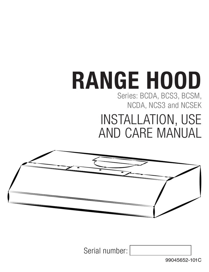 Broan BCDA series Installation use and care manual Broan BCDA series Installation use and care manual