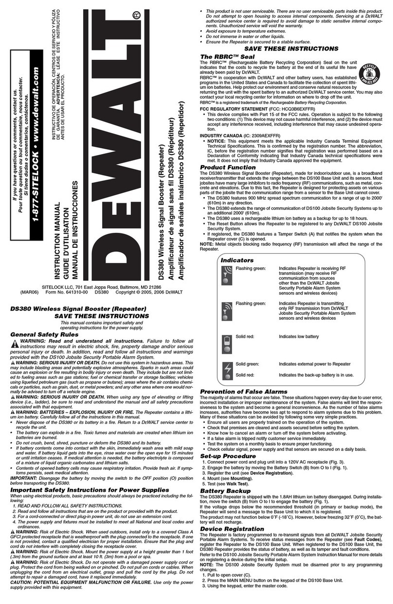 DeWalt DS380 instruction manual DeWalt DS380 instruction manual