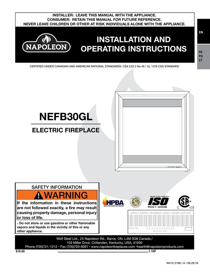 Napoleon NEFB30GL Installation and operating instructions