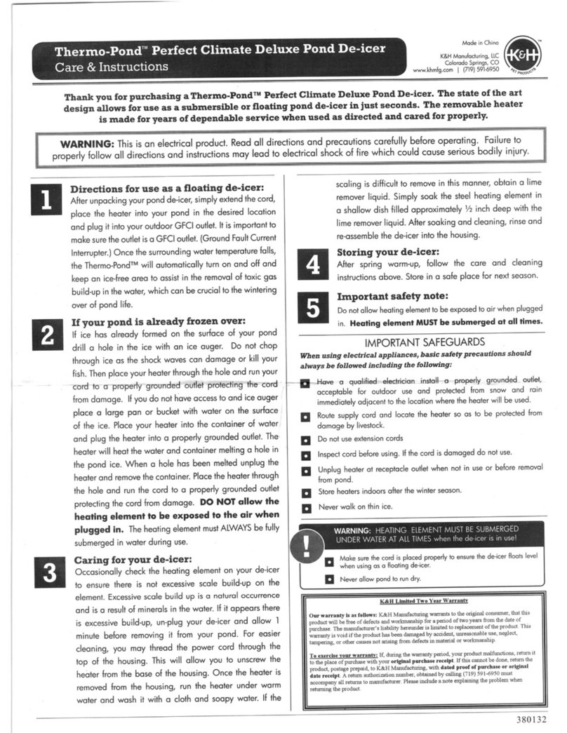 K&H 8125 Care & instruction manual