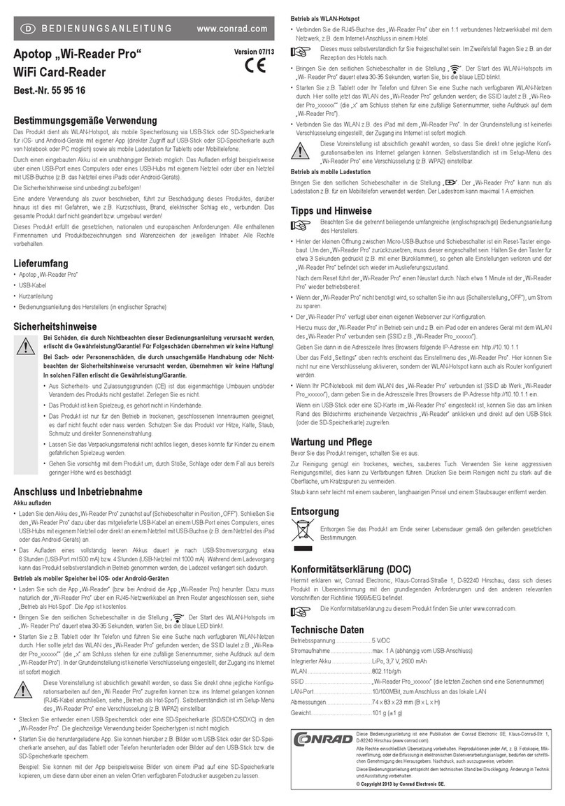 Conrad 55 95 16 operating instructions