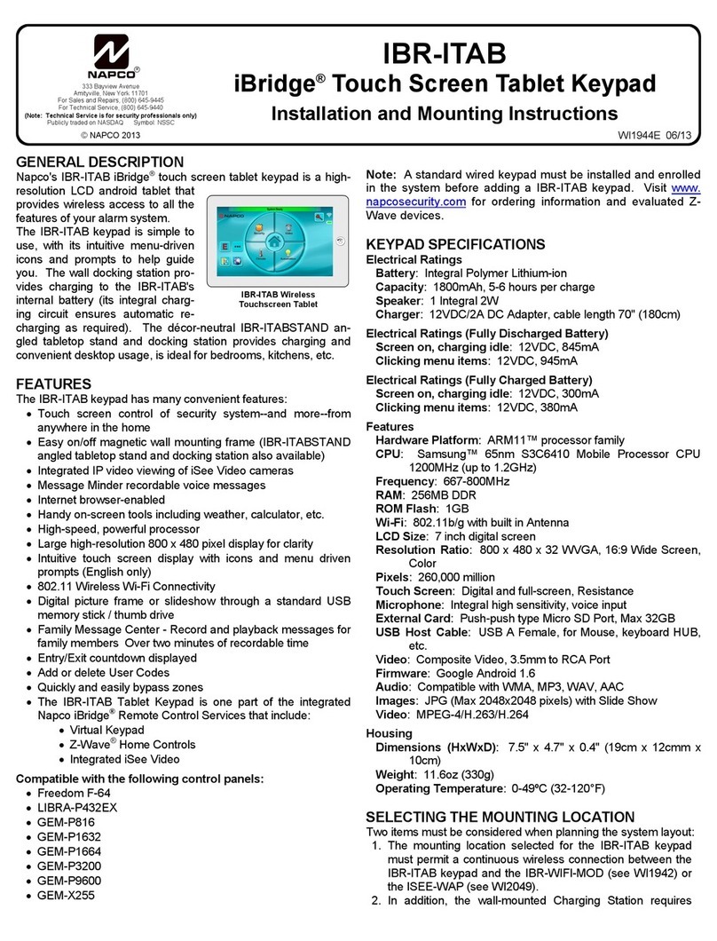 NAPCO iBridge IBR-ITAB User manual