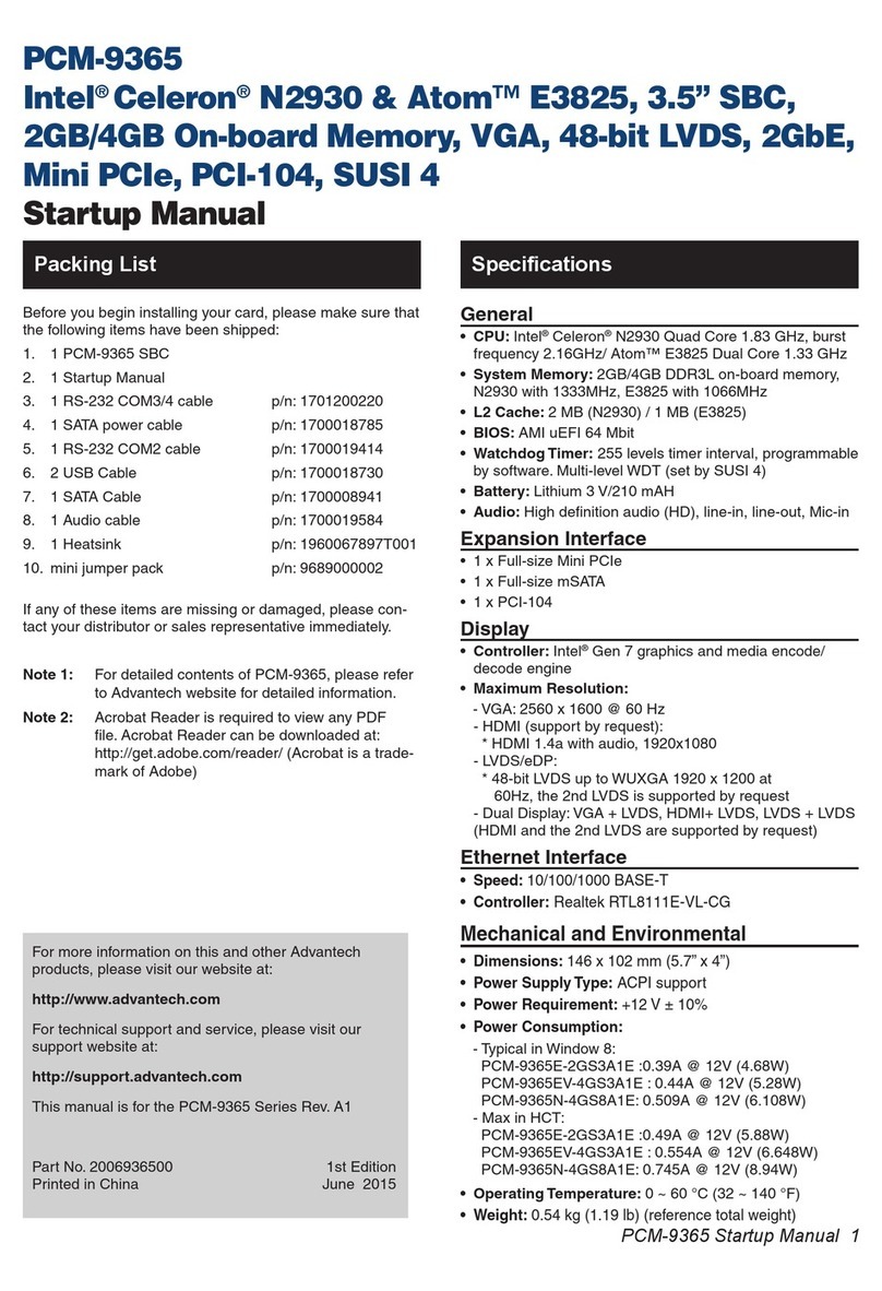 Advantech PCM-9365 Installation and operation manual