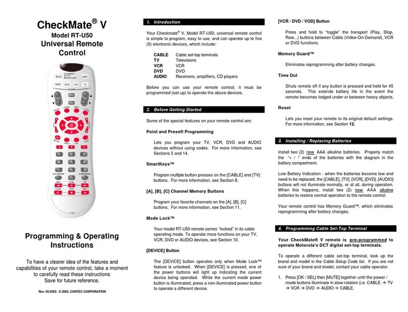 CheckMate V RT-U50 Programming & operating instructions