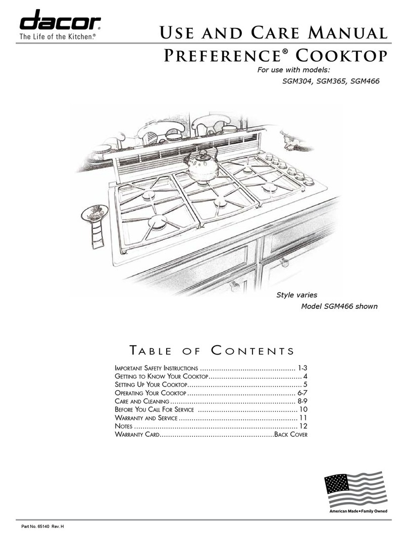 Dacor Preference SGM304 use and care manual