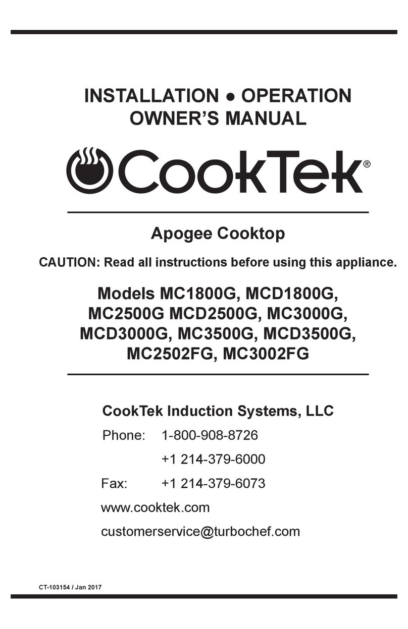 CookTek MCD1800G Installation & operation owner's manual