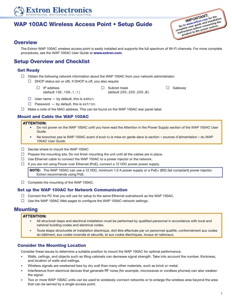 Extron electronics WAP 100AC Setup guide