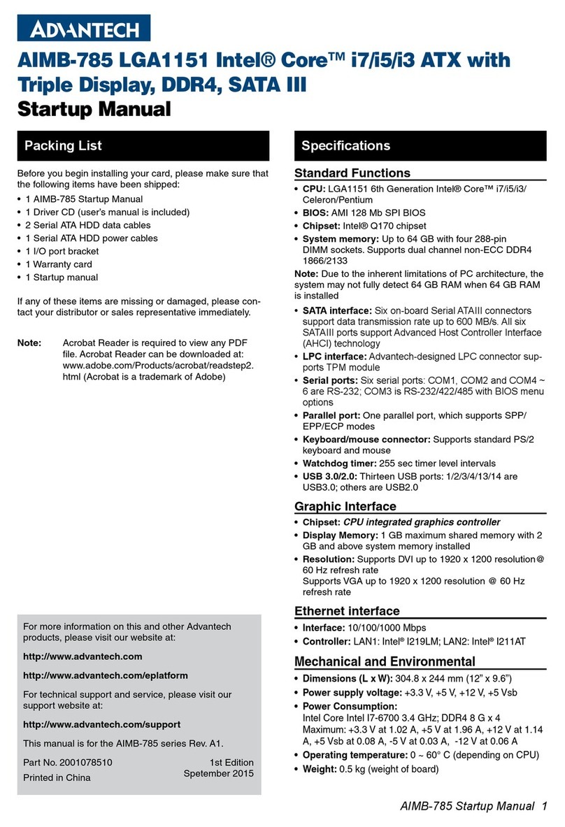 Advantech AIMB-785 Installation and operation manual